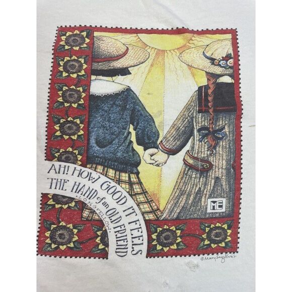 VTG How Good It Feels Mary Engelbreit Art T-shirt Women Large 90s Single Stitch - Picture 2 of 12